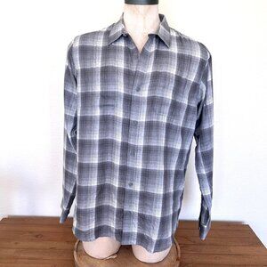 NWT Travis Mathew Lightweight Gray Plaid Long Sleeve Shirt - Size XL